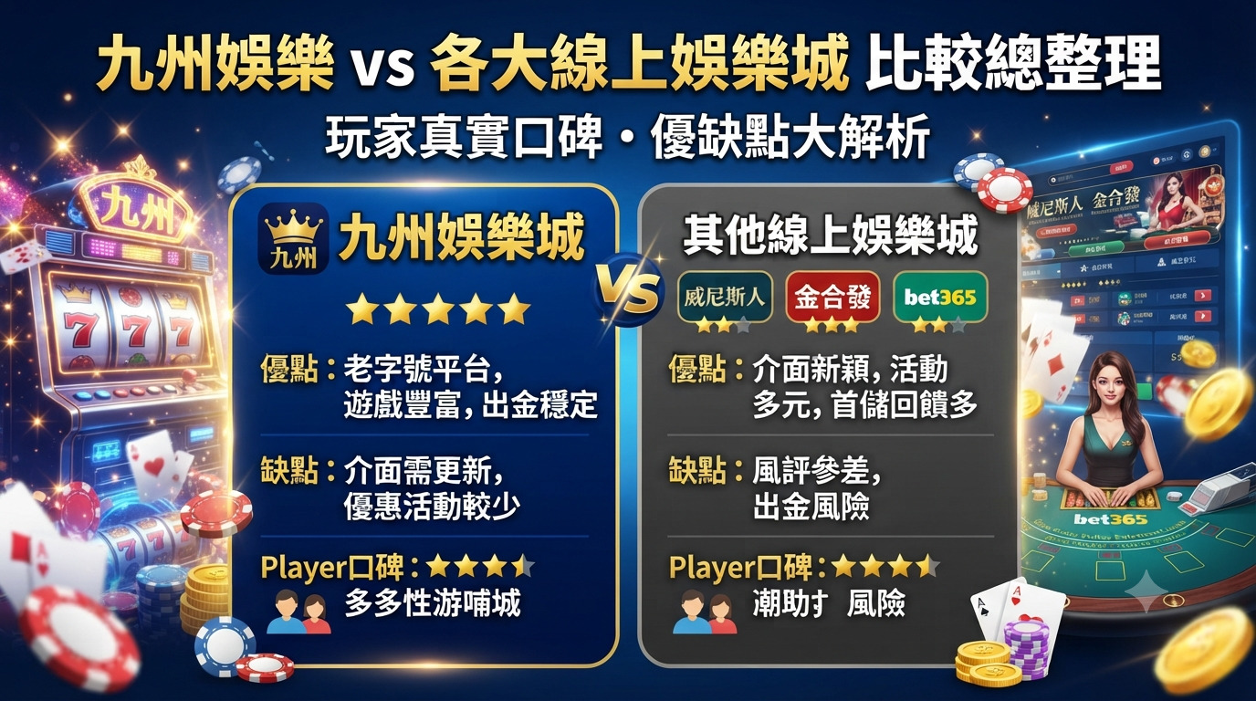 九州娛樂與各大線上娛樂城比較：優缺點及玩家真實口碑總整理